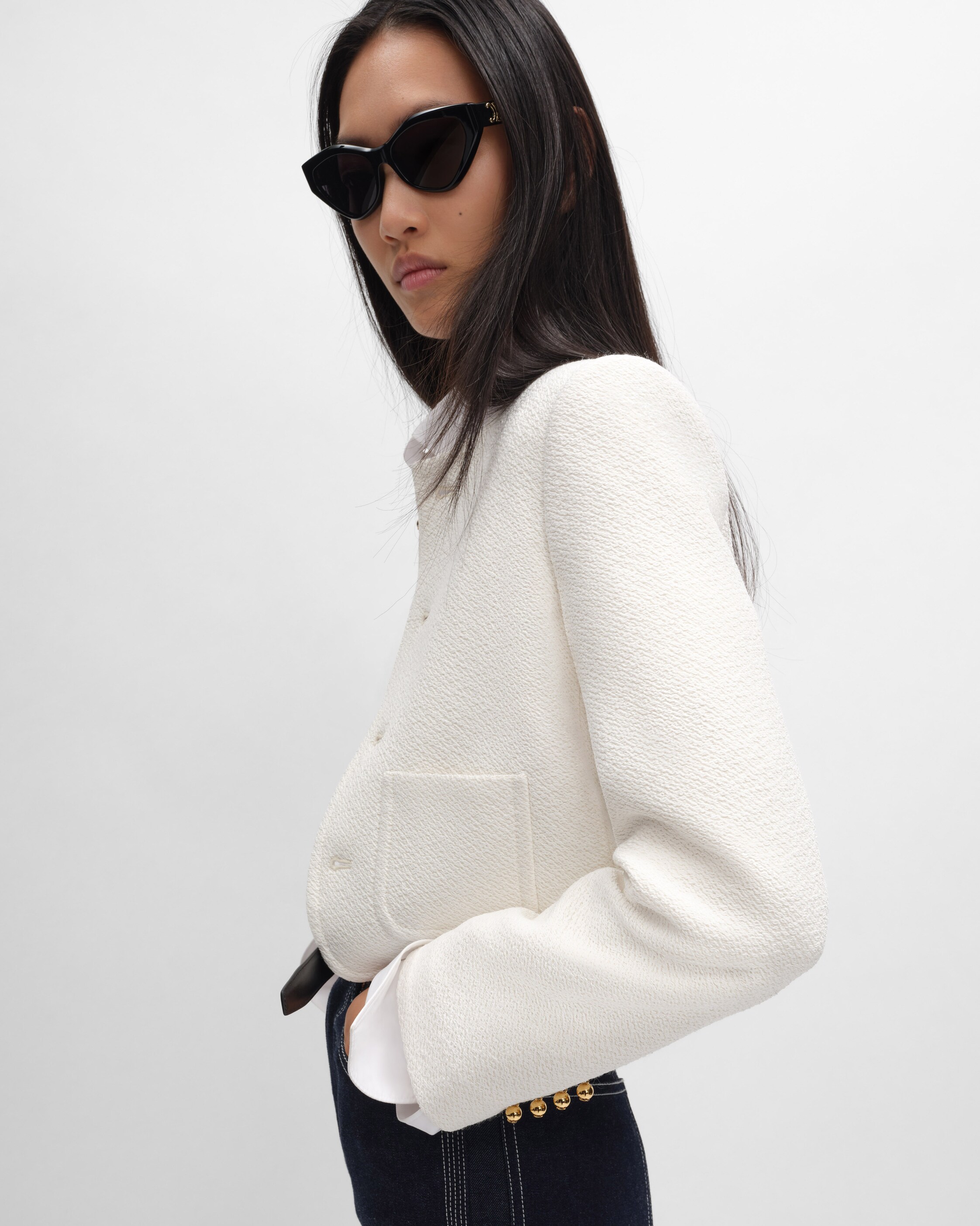 icone jacket IN viscose and wool natté - OFF WHITE | CELINE