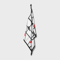 square IN ELEPHANT SILK TWILL - OPTIC WHITE/RED/BLACK -  - 2 | CELINE