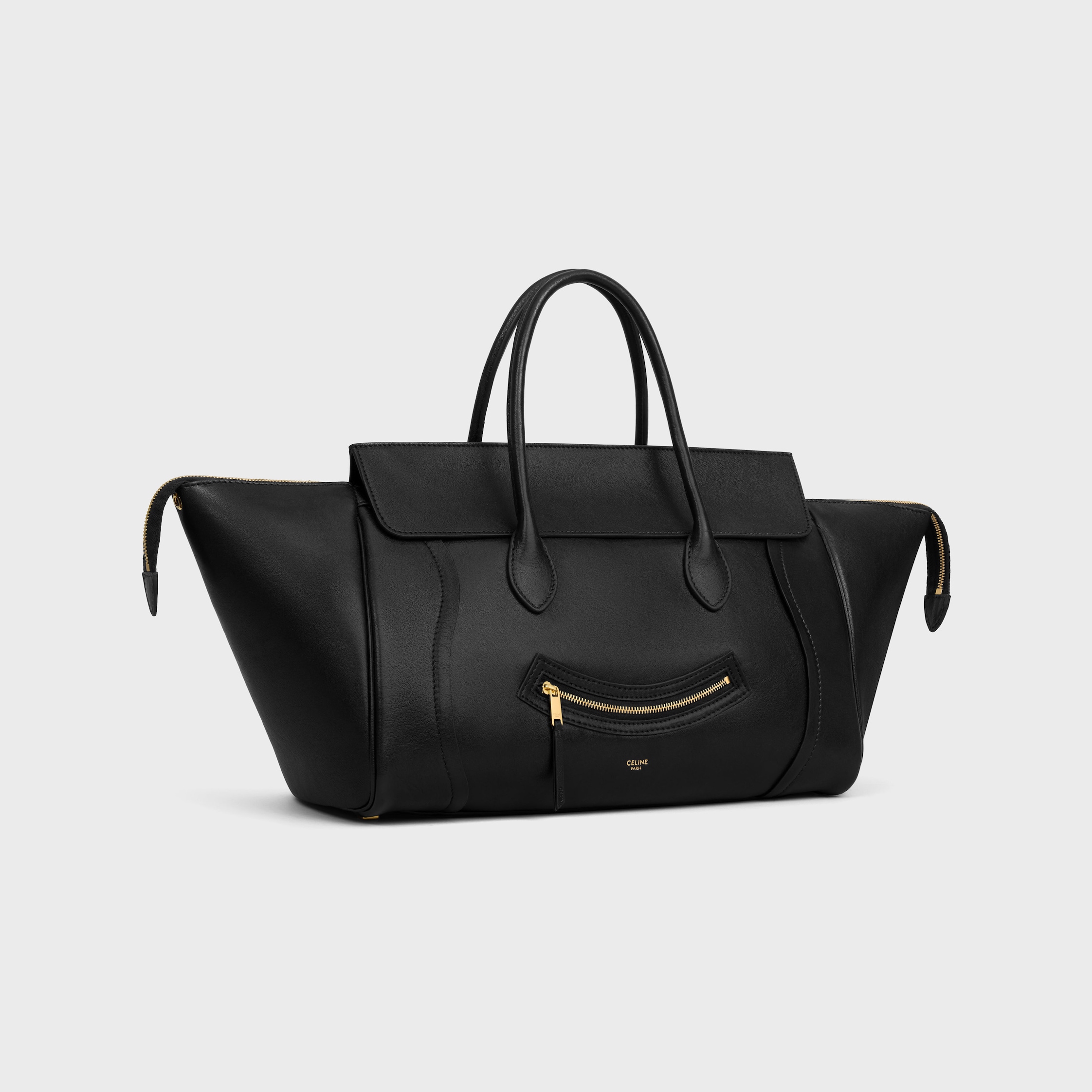 SMILE LUGGAGE IN SUPPLE SHINY LAMBSKIN - BLACK | CELINE