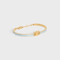 Triomphe Articulated Bracelet in Enamel and Brass with Gold Finish - LIGHT BLUE/GOLD -  - 2 | CELINE