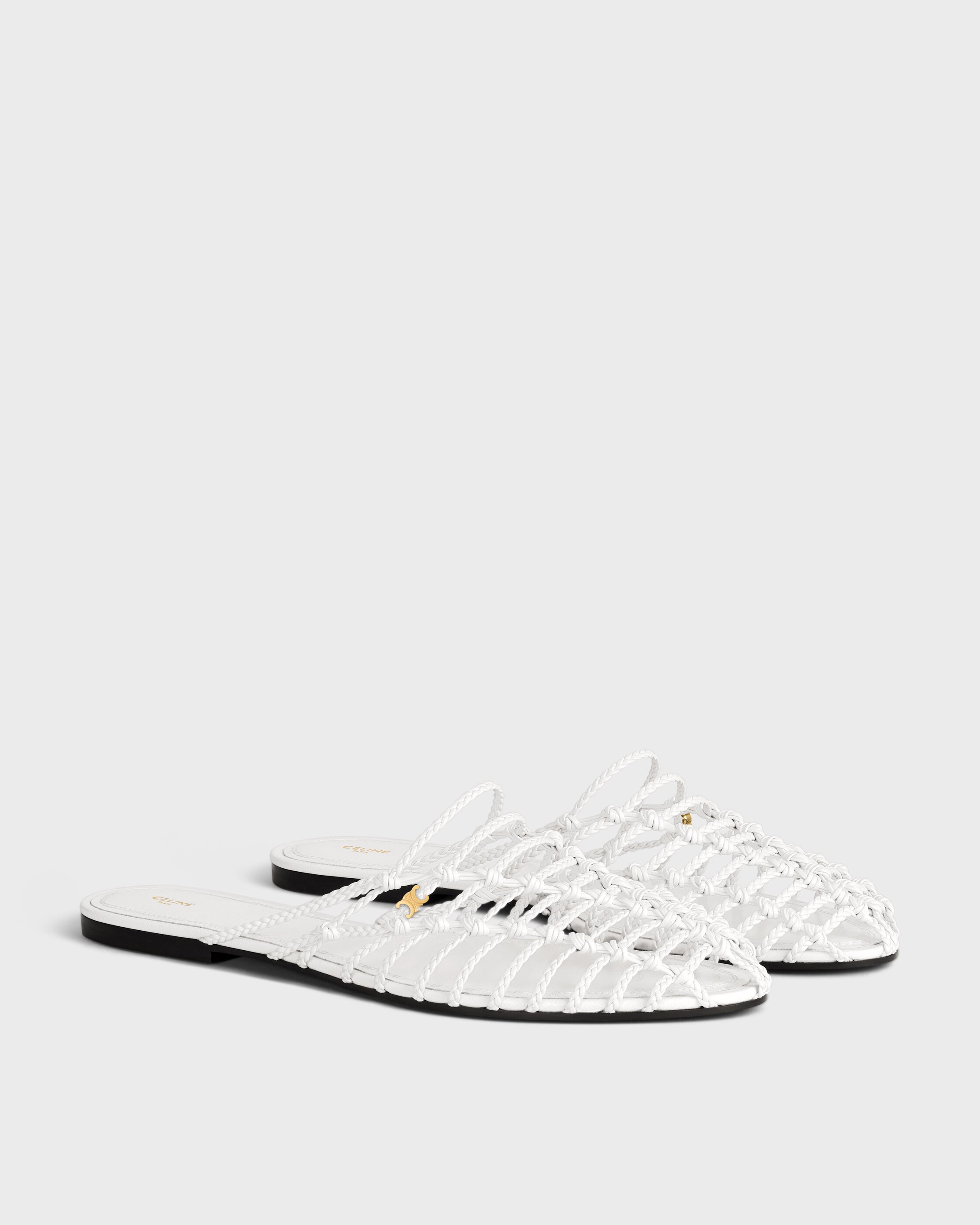 SCOOBIE BRAIDED MULE IN GOATSKIN - WHITE | CELINE