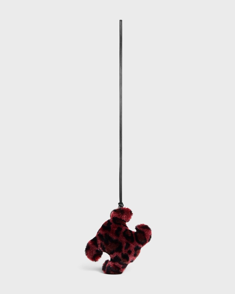 TRIOMPHE POM-POM KEYRING in SHEARLING AND CALFSKIN - RED - THE PERFECT GIFT - 1 | CELINE