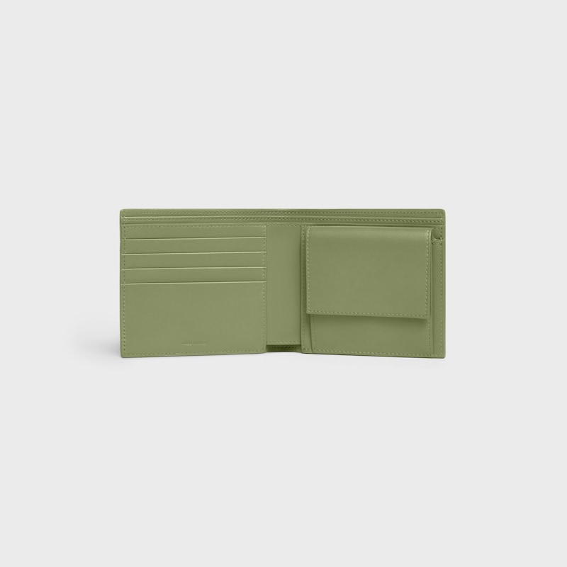 Bi-fold Wallet IN GRAINED CALFSKIN - LIGHT KHAKI - WALLETS - 1 | CELINE