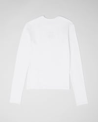 LONG-SLEEVED T-SHIRT IN ribbed cotton jersey - OFF WHITE / BLACK -  - 2 | CELINE