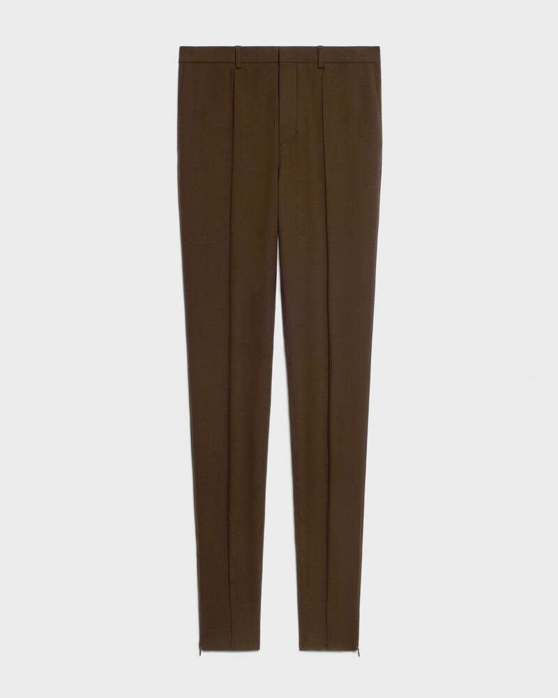 slim trousers IN stretch wool gabardine - KAKI MARRON -  - 1 | CELINE