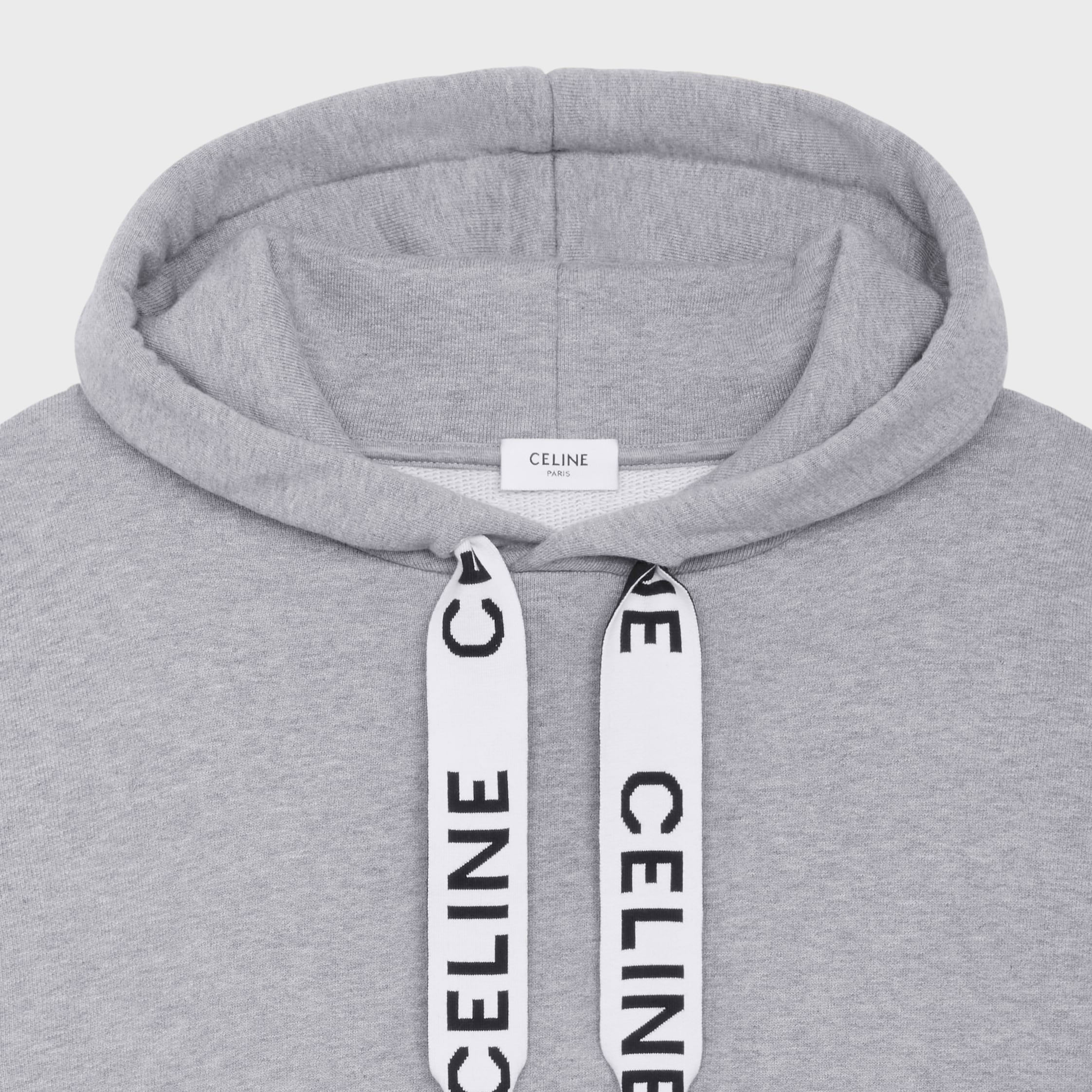 CELINE LOOSE HOODIE IN COTTON FLEECE - LIGHT GREY | CELINE