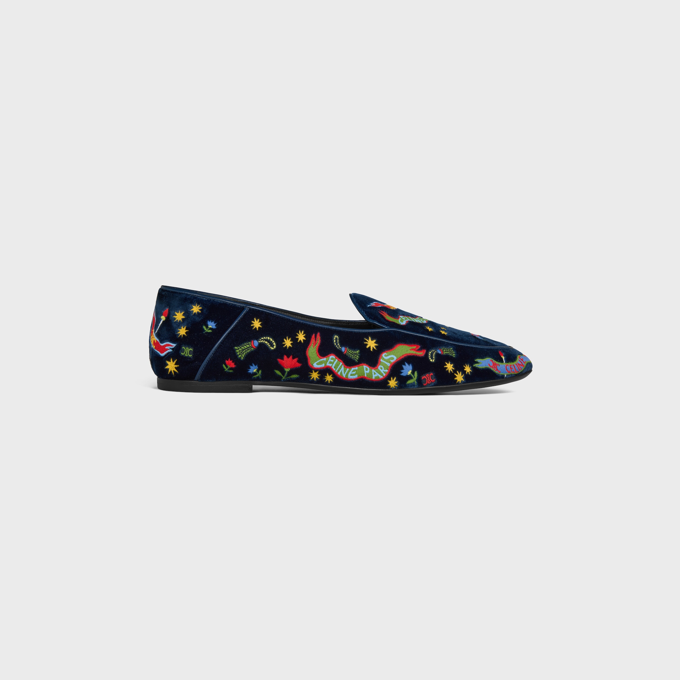 CELINE AURA LOAFER IN COLLEGE EMBROIDERED VELVET