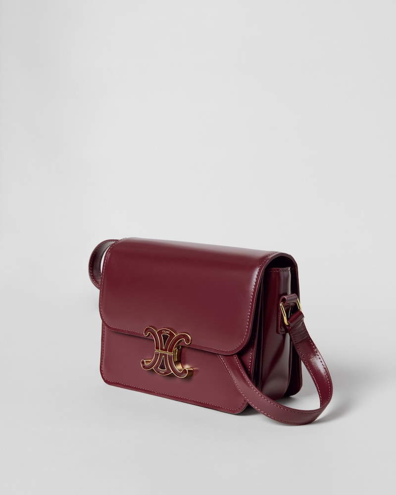 TEEN TRIOMPHE BAG IN SHINY CALFSKIN WITH ENAMEL CLOSURE - SYRAH - ALL BAGS - 1 | CELINE