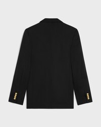 classic jacket in diagonal wool - BLACK -  - 2 | CELINE
