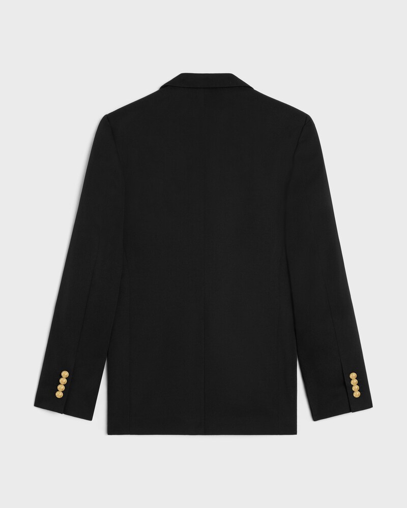 classic jacket in diagonal wool - BLACK -  - 1 | CELINE