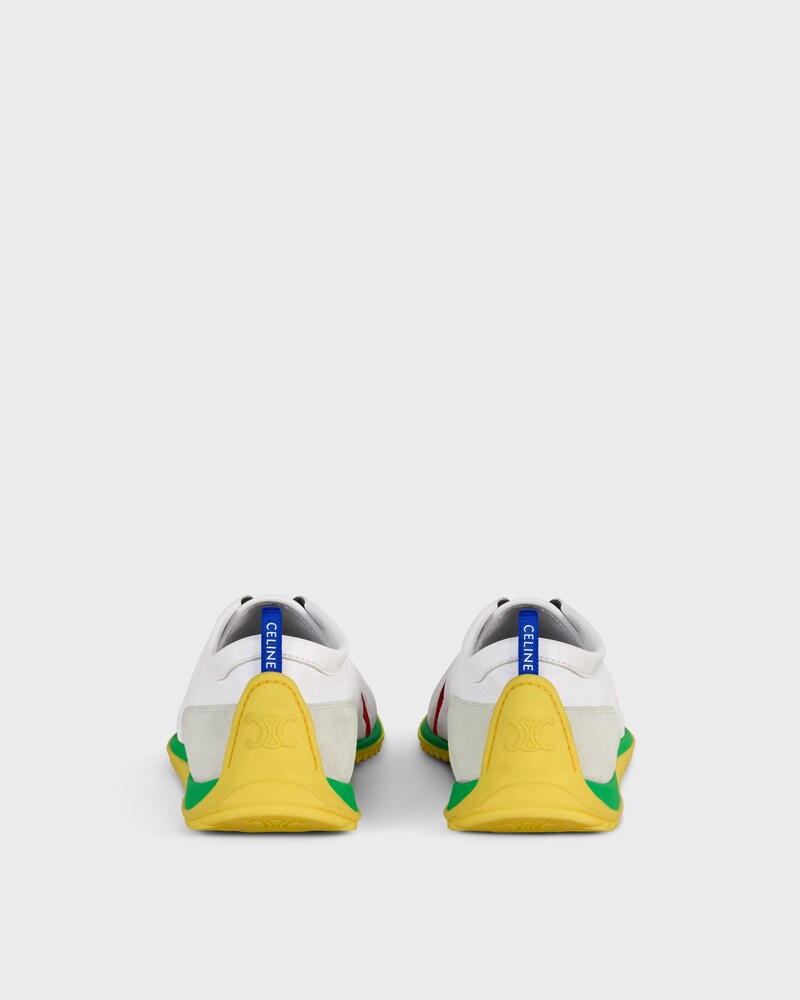 SOFT SNEAKER IN STRETCH LAMBSKIN, SUEDE CALFSKIN AND LAMBSKIN - OPTIC WHITE/BRIGHT YELLOW/GREEN -  - 1 | CELINE