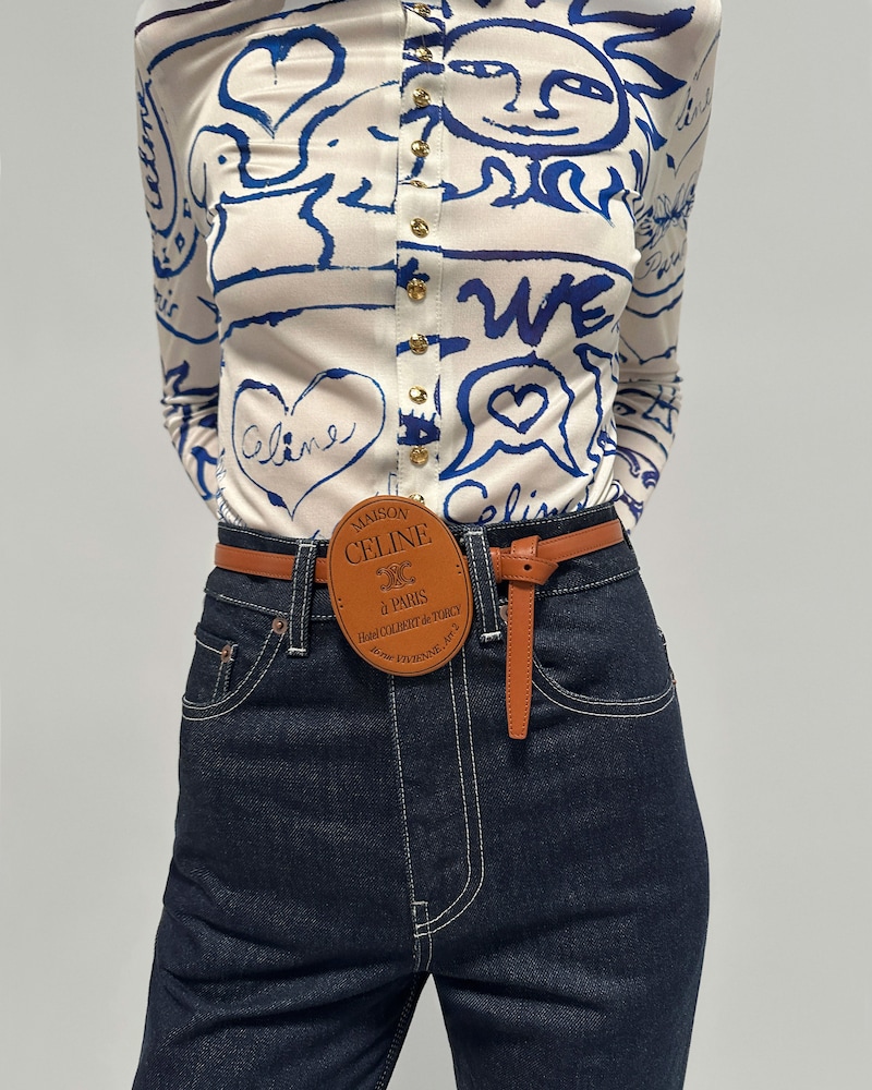 jeans flare 003 denim coton léger - Bleu indigo -  - 1 | CELINE