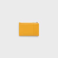 Zipped Card Holder IN SMOOTH LAMBSKIN - MERIGOLD / WHITE - COIN HOLDERS - 2 | CELINE