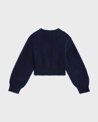 JERSEY CON CUELLO REDONDO DE ALGODÓN - AZUL MARINO / BLANCO -  - 2 | CELINE