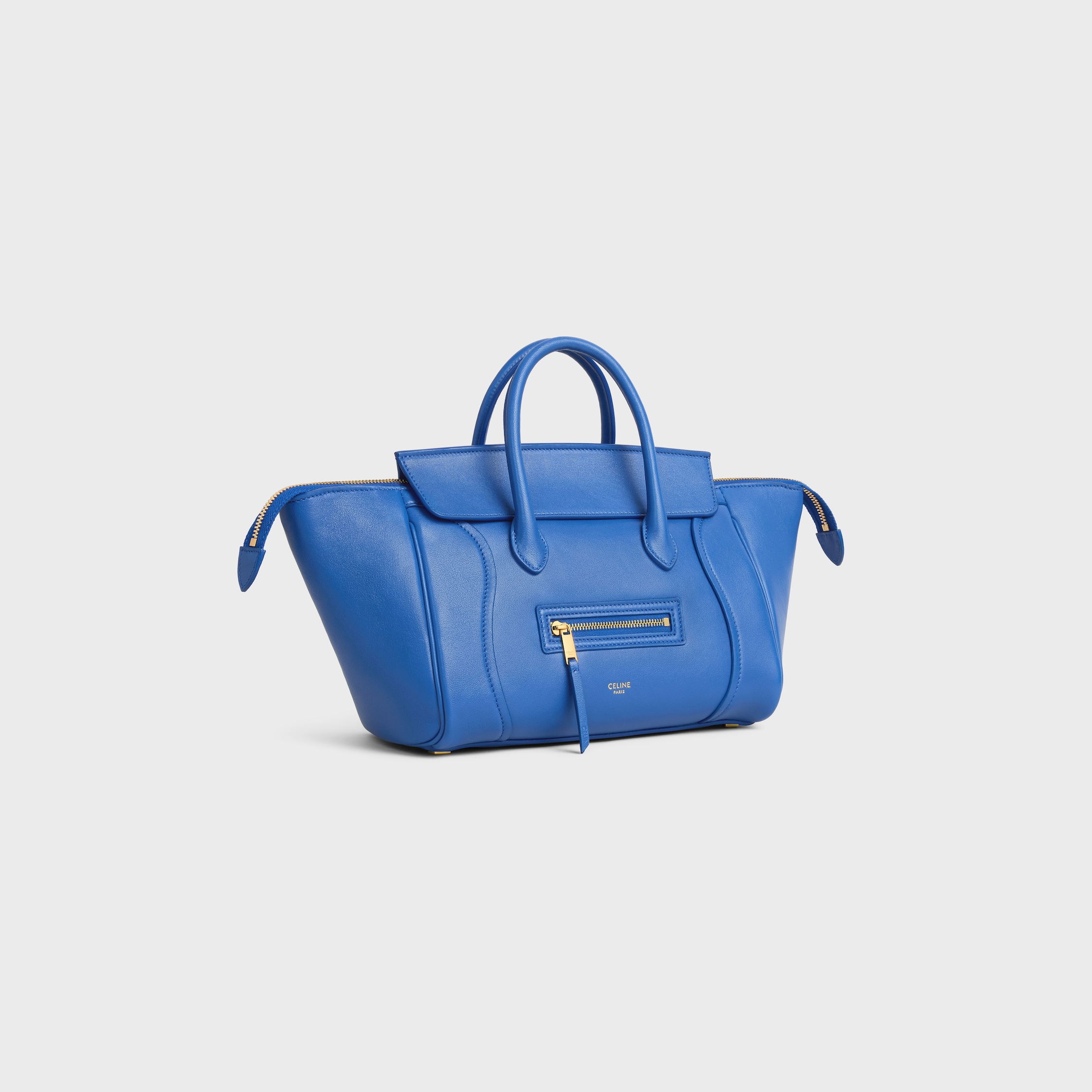 LITTLE LUGGAGE IN SUPPLE SHINY LAMBSKIN - OXIDE BLUE | CELINE