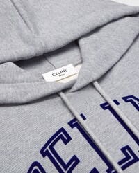 SUDADERA HOLGADA CON CAPUCHA DE FELPA DE ALGODÓN - GRIS MEDIO/AZUL MARINO -  - 2 | CELINE