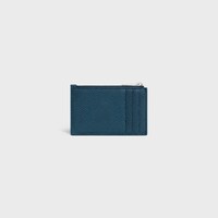 Tarjetero con cremallera de piel de becerro con textura granulada - AZUL VERDOSO - TARJETEROS - 2 | CELINE