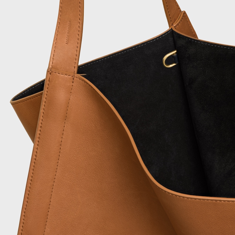 MEDIUM CUBE BAG IN SUPPLE CALFSKIN - SOFT TAN - MORE LINES - 1 | CELINE