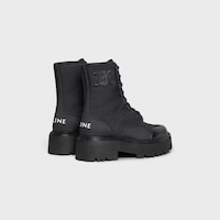 CELINE BULKY LACED UP BOOT in NYLON AND SHINY BULL - BLACK -  - 2 | CELINE