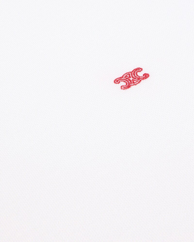 polo shirt IN PIQUE COTTON JERSEY - OFF WHITE / ROUGE CERISE -  - 1 | CELINE