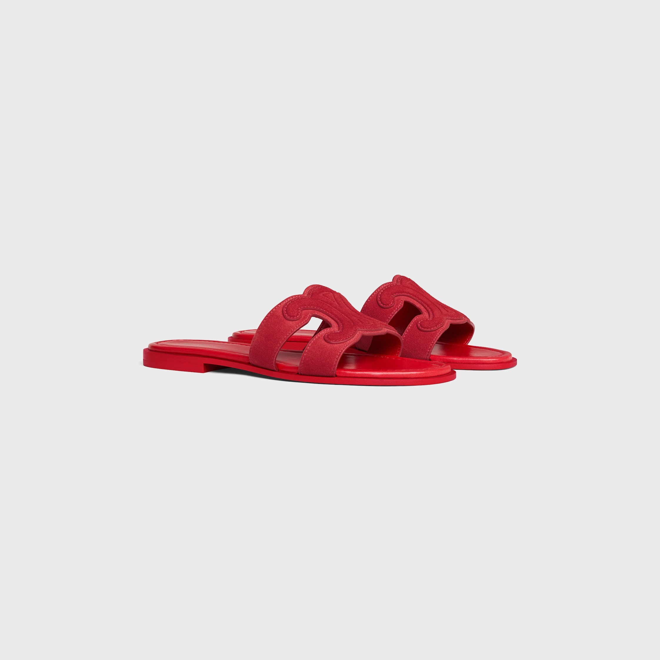 MARINA TRIOMPHE MULE IN SUEDE CALFSKIN - ULTRA RED | CELINE