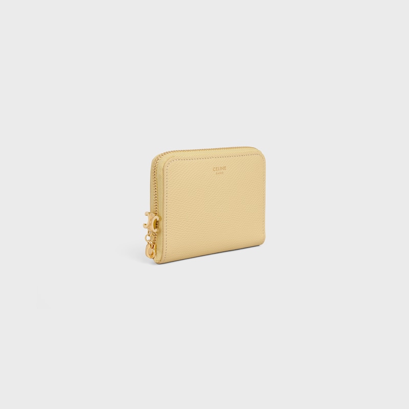 Small Zipped Wallet IN GRAINED CALFSKIN - SPRING YELLOW | CELINE