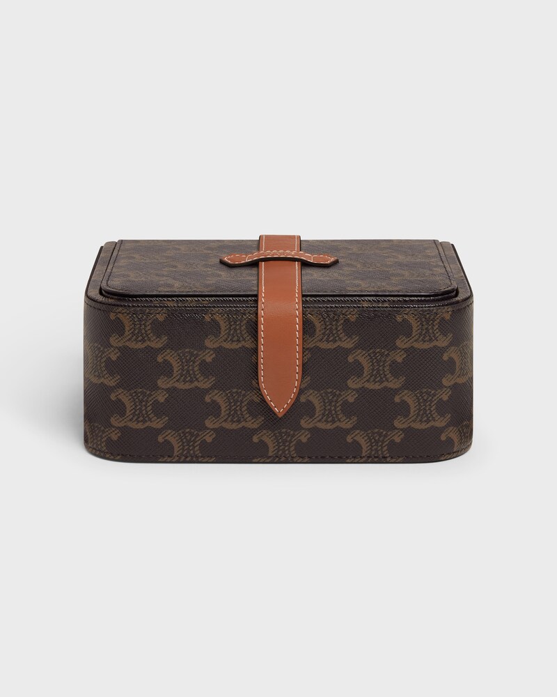 Large Jewels Case in Triomphe Canvas and Calfskin - TAN - SMALL GIFTS - 1 | CELINE