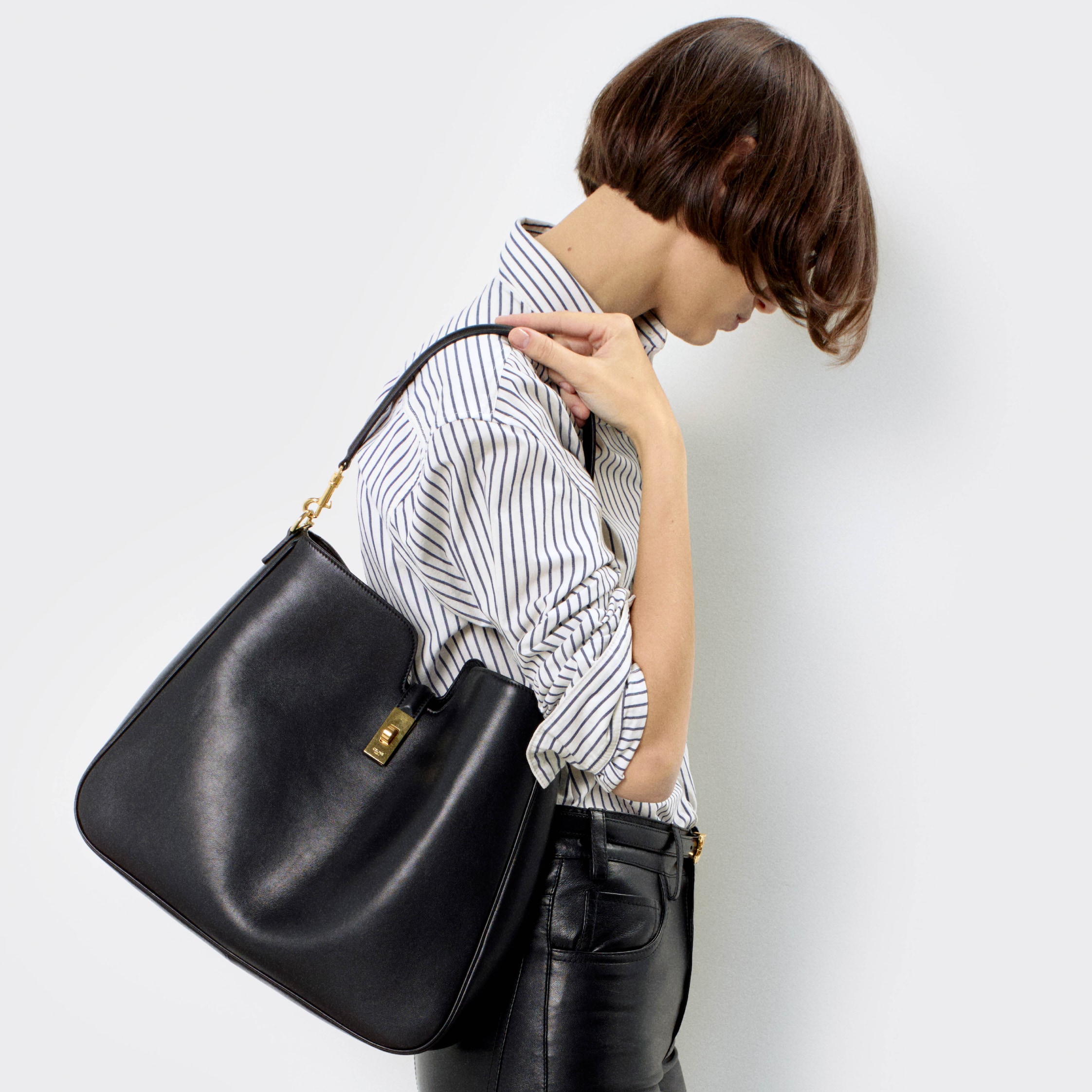 MEDIUM CAMILLE 16 SOFT BAG IN SMOOTH CALFSKIN - BLACK | CELINE