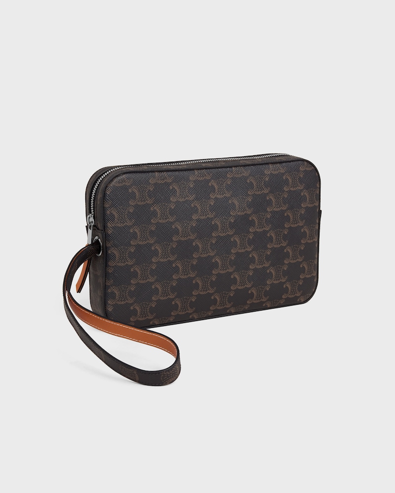 POUCH COM ALÇA EM TRIOMPHE CANVAS E COURO DE VITELA - TAN - MINI BOLSAS - 1 | CELINE