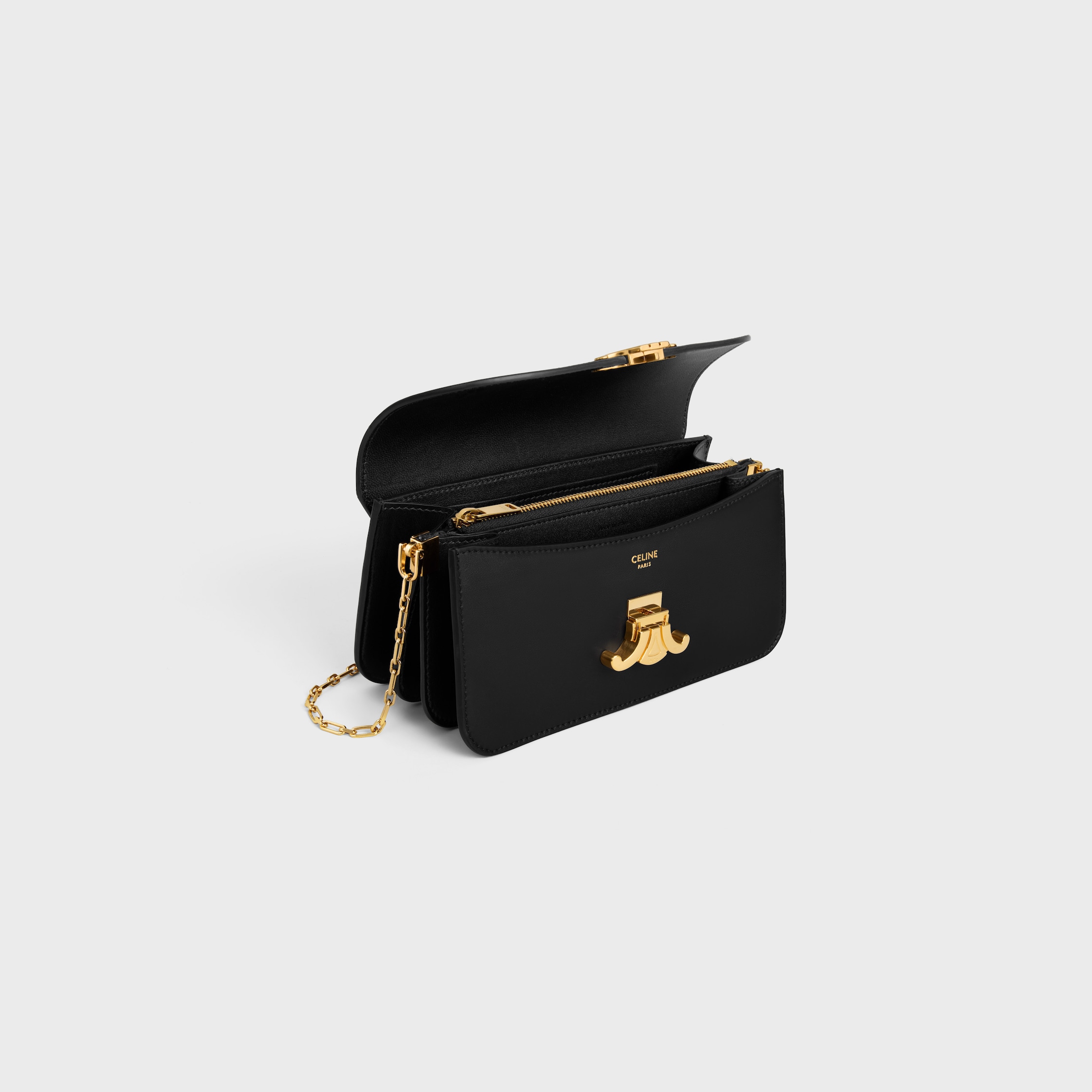 small chain triomphe IN SHINY CALFSKIN - BLACK | CELINE