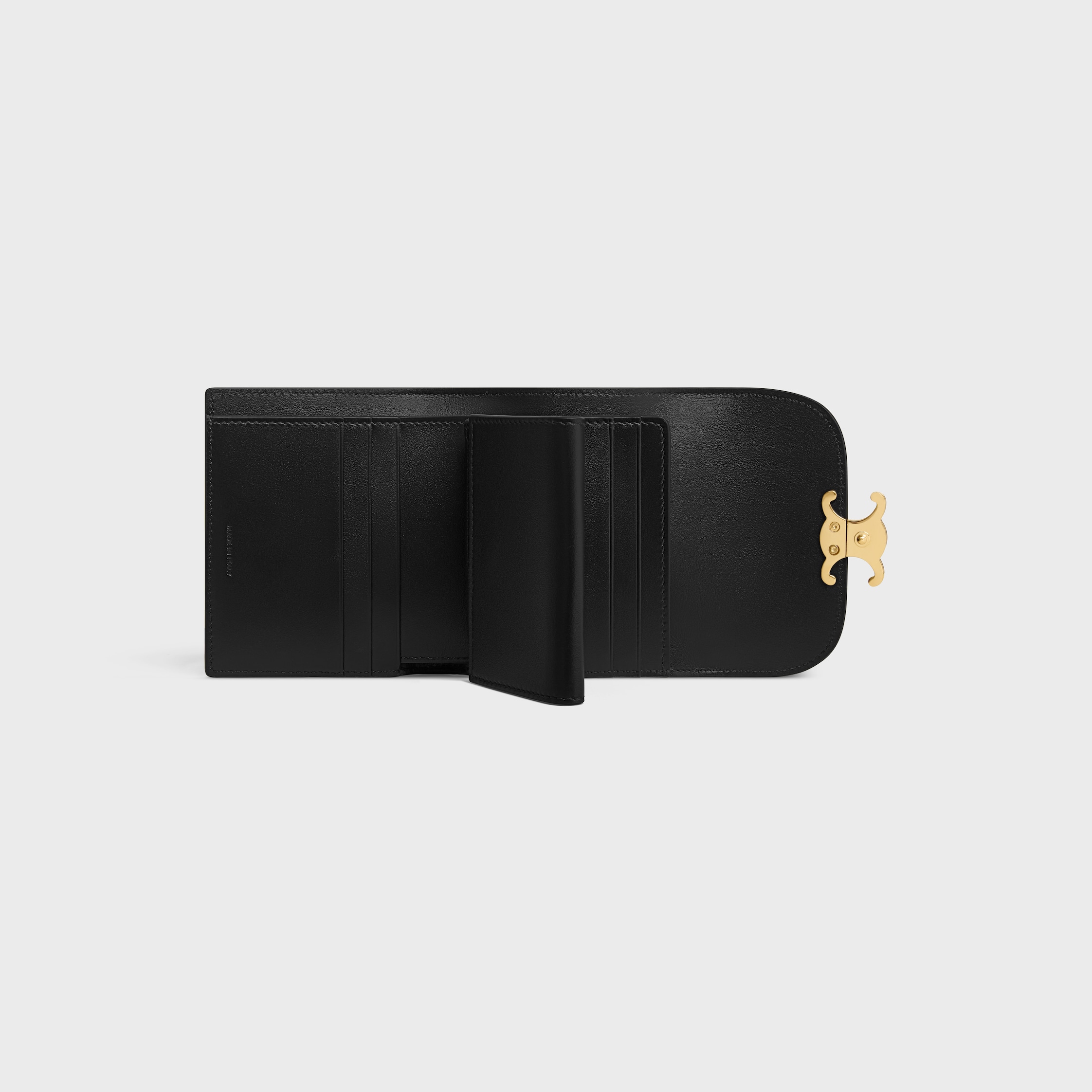 Small Flap Wallet TRIOMPHE IN Shiny calfskin and enamel - BLACK