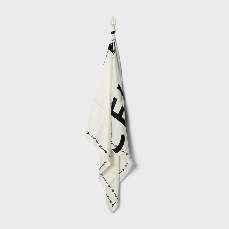 square IN silk twill - WHITE / BLACK -  - 1 | CELINE