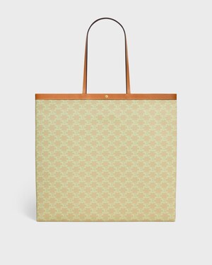 LARGE FLAT SHOPPER IN Triomphe Canvas - SANDCASTLE / SOFT LIME - TOP-HANDLE BAGS - 1 | CELINE