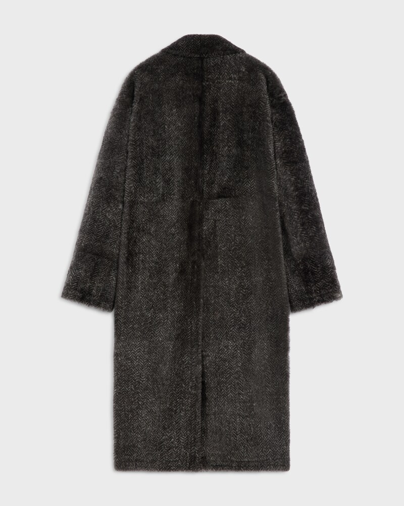 coat IN CHEVRON PRINTED LAMB SHEARLING - CHARCOAL/SILVER -  - 1 | CELINE