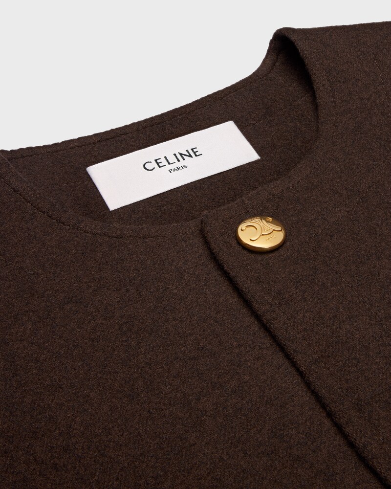 Jaqueta cardigan em caxemira dupla face - MARROM - - 1 | CELINE
