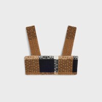 top en tartán de jacquard de mohair - BLANCO / NEGRO / CÁMEL -  - 1 | CELINE