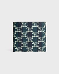 Bi-fold Wallet IN Striped Triomphe Canvas and Calfskin - BLACK/NAVY BLUE - WALLETS - 1 | CELINE