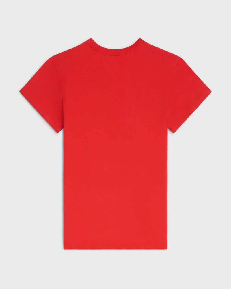 CAMISETA DE CORTE REGULAR DE PUNTO DE ALGODÓN DE CANALÉ - ROJO CICLISTA/BLANCO CRUDO -  - 1 | CELINE