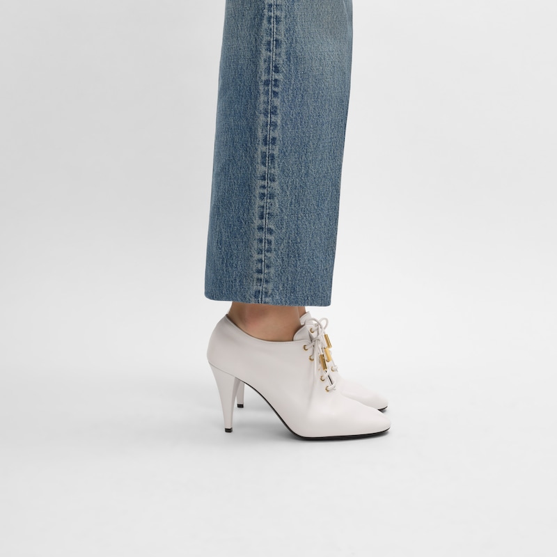 SOFT OXFORD LACE-UP HEELED BALLERINA IN calfskin - vegetal tanning - Ultra White -  - 1 | CELINE