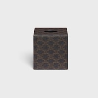 Tissue Cube in Triomphe Canvas - BLACK / TAN - HOME - 1 | CELINE