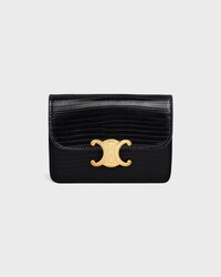TARJETERO CON SOLAPA TRIOMPHE DE PIEL DE LAGARTO - NEGRO - GIFT FINDER - 1 | CELINE
