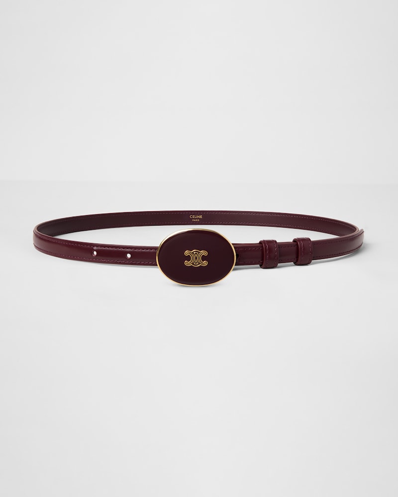 Thin Plate Belt 13MM IN TAURILLON LEATHER WITH ENAMELLED BUCKLE - DEEP BURGUNDY -  - 1 | CELINE