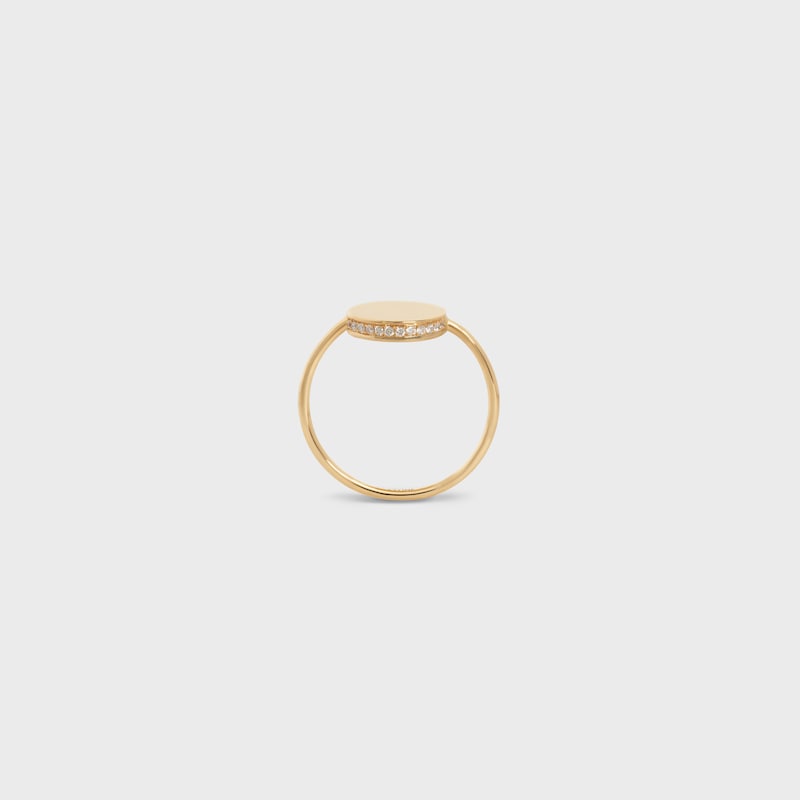 Medaille Celine Ring in Yellow Gold and Diamonds - Yellow Gold and White -  - 1 | CELINE