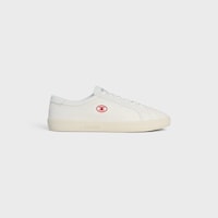 CELINE LOU LOW LACE-UP SNEAKER WITH TRIOMPHE IN CANVAS AND CALFSKIN - WHITE -  - 1 | CELINE