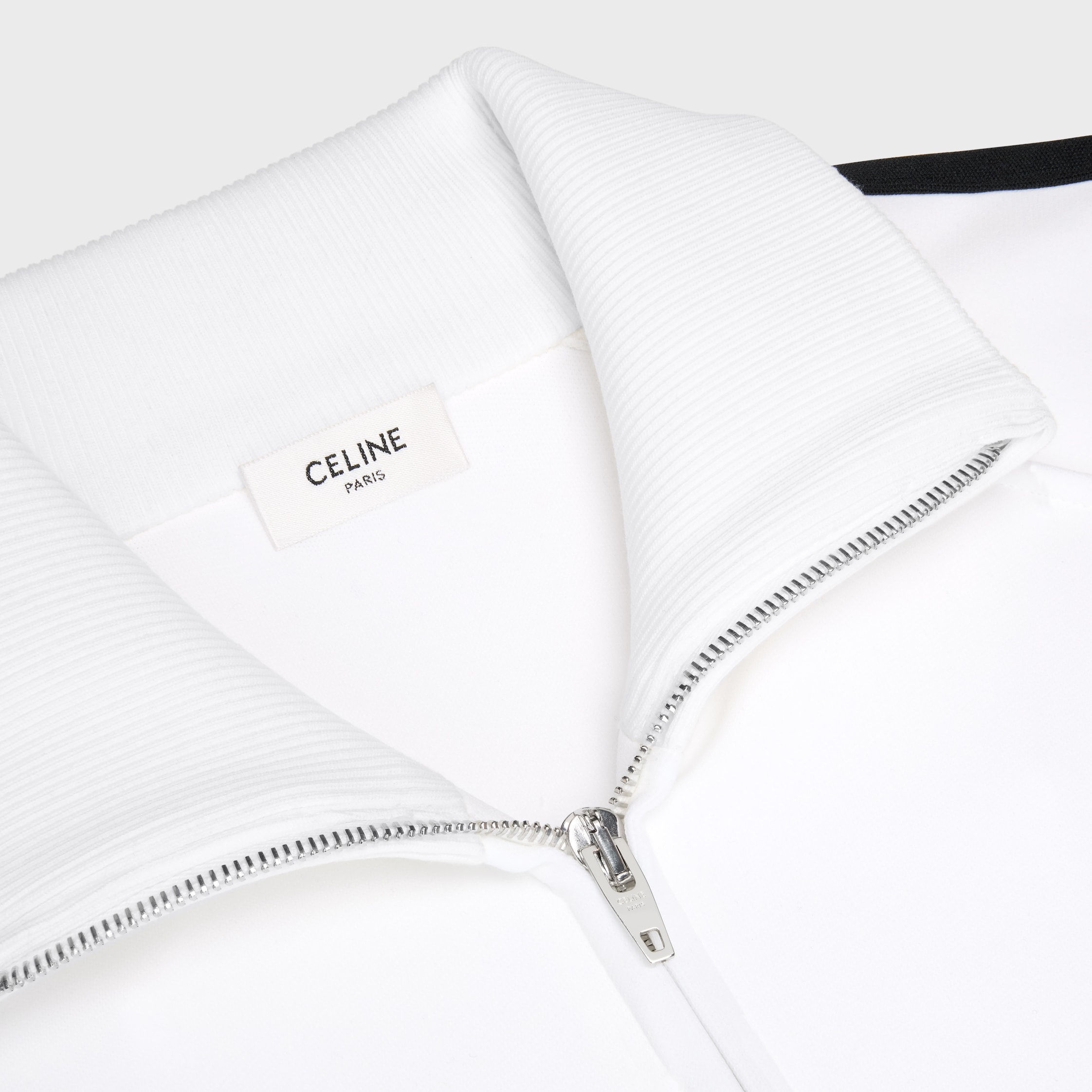 TRACKSUIT JACKET IN double-face jersey - OPTIC WHITE / BLACK | CELINE