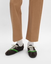 THE FLAT SNEAKER IN GROS GRAIN, VELVET, SUEDE GOATSKIN AND LAMBSKIN - BROWN / BRIGHT GREEN -  - 2 | CELINE