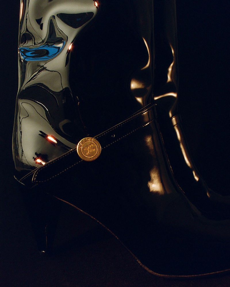 CONIC HIGH BOOT IN PATENT CALFSKIN - BLACK -  - 1 | CELINE