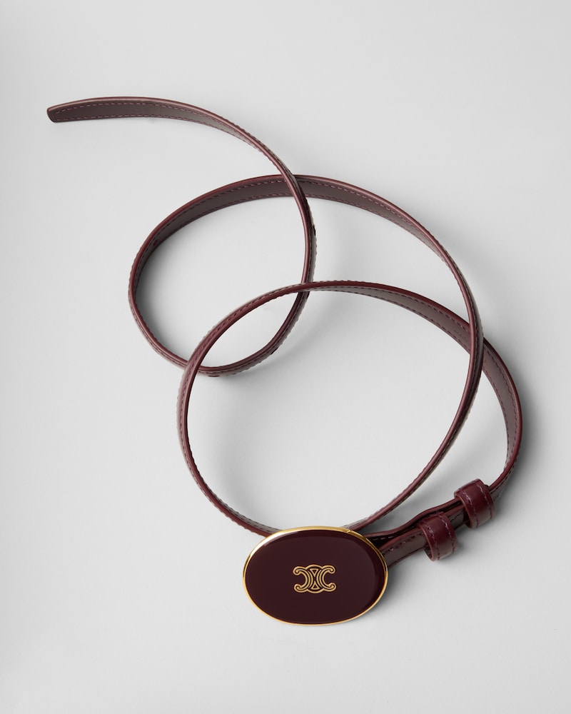 Thin Plate Belt 13MM IN TAURILLON LEATHER WITH ENAMELLED BUCKLE - DEEP BURGUNDY -  - 1 | CELINE