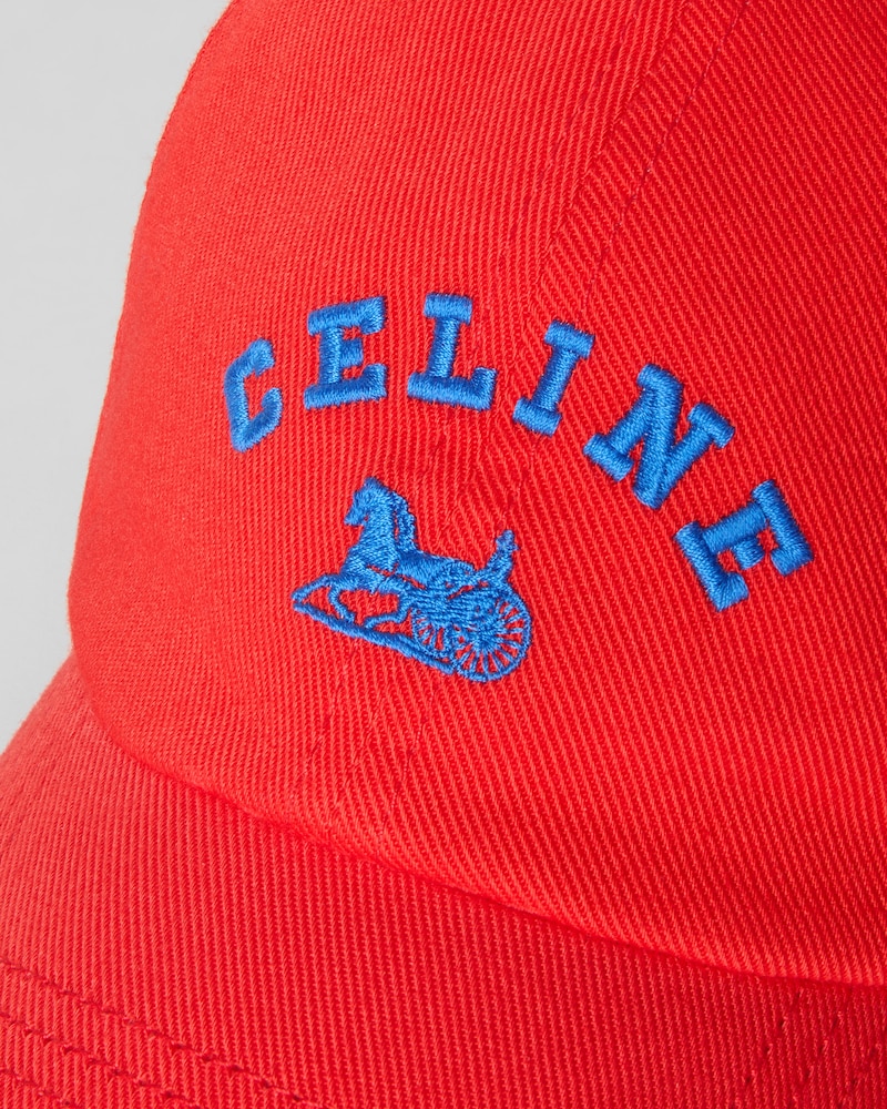 celine richelieu cap IN light cotton twill - BRIGHT RED -  - 1 | CELINE