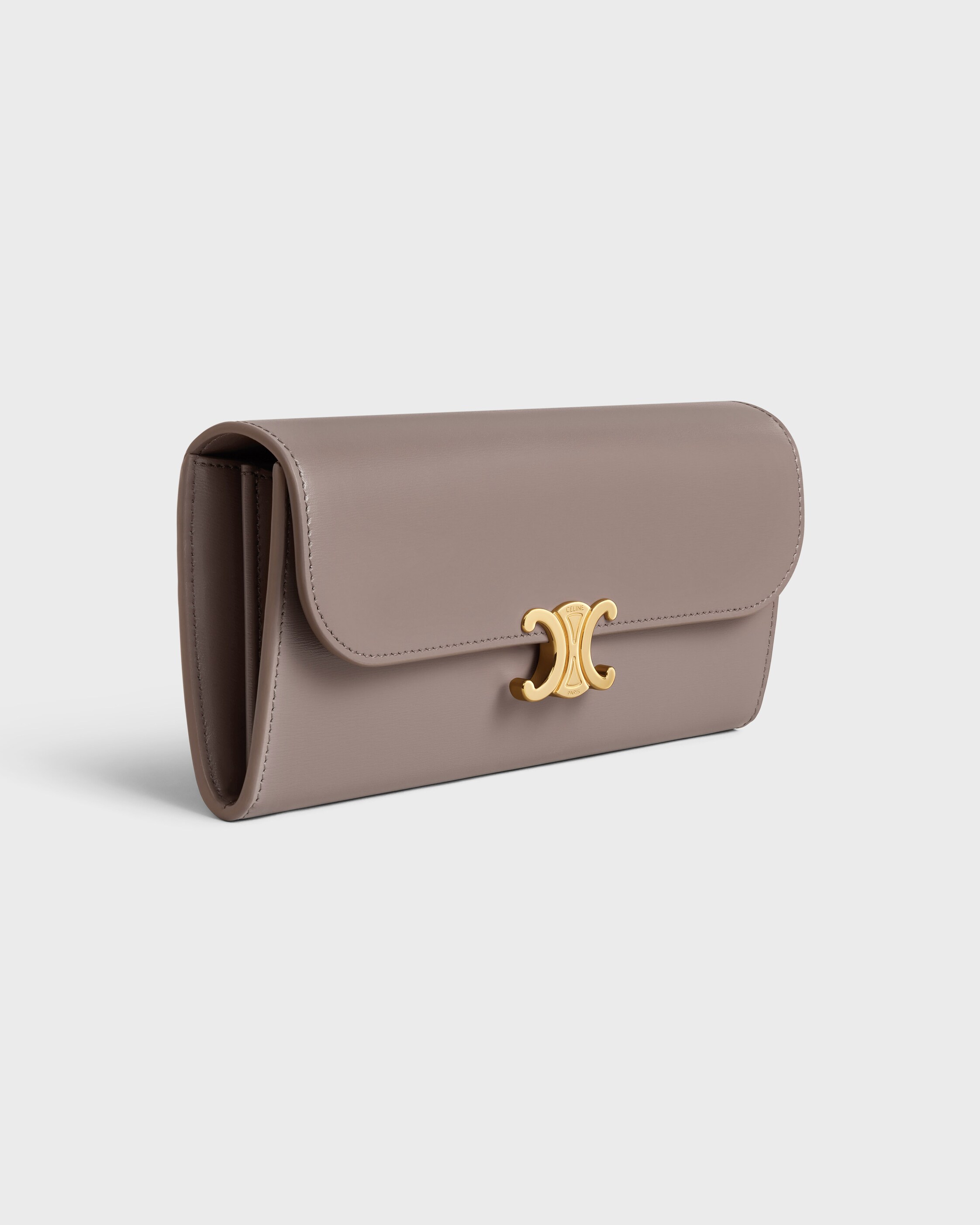 LARGE WALLET TRIOMPHE in Shiny calfskin - PEBBLE | CELINE